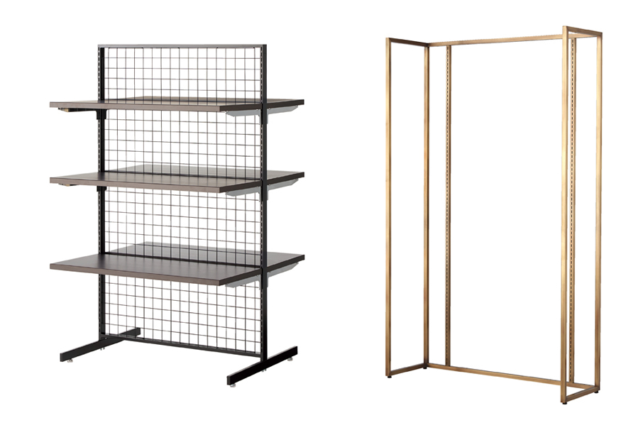 mesh backboard double-sided wooden shelf square frame and display frame antique gold etc