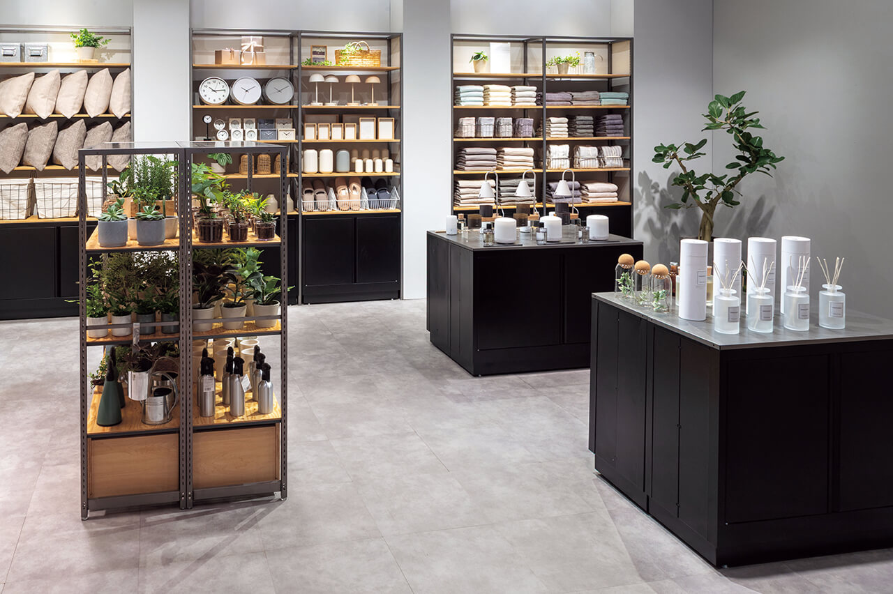 統一感のある什器の事例